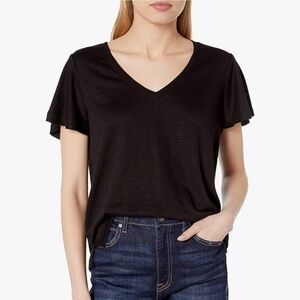 NWT Paige Rochel Black knit v-neck flutter sleeve tee